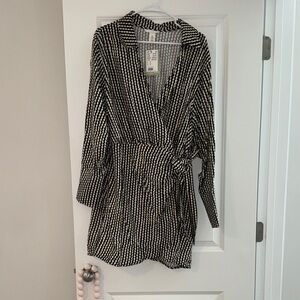 Divided Black and White Striped Mini Dress